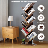Tangkula 55-Inch Tree Bookshelf, 9-Shelf Free Standing Tree Bookcase(Rustic Brown)