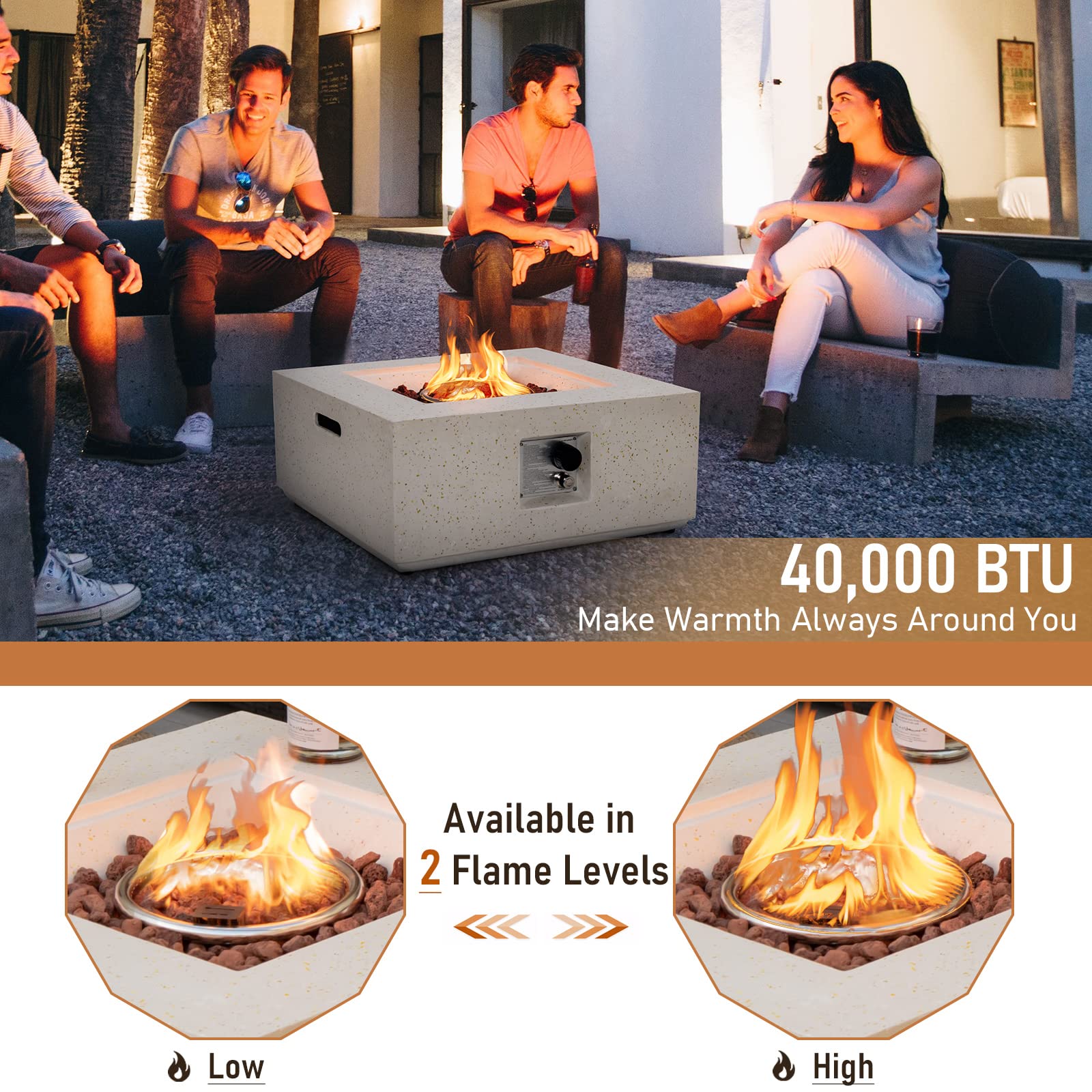 28 Inches Propane Fire Pit Table - Tangkula