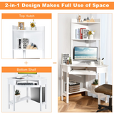 White Corner Desk with Hutch - Tangkula