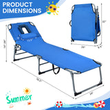 Tangkula Outdoor Beach Chaise Lounge, Folding Lounge Chair with 5-Position Backrest