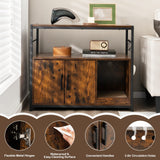Tangkula Litter Box Enclosure, Cat Box Cabinet with Metal Frame