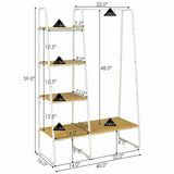 Tangkula Metal Garment Rack, Free Standing Closet Storage Organizer w/ 5 Shelves & Hanging Bar