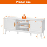 Tangkula Rattan TV Stand for TVs up to 65 Inches, Media TV Console Table