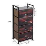 4 Drawer Dresser, Vertical Dresser Storage Tower with Fabric Drawers and Steel Frame