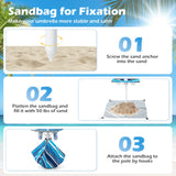 Tangkula 6.5 FT Beach Umbrella with Table, Windproof Ventilated Sunshade Shelter with Tilt Mechanism