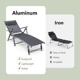 Tangkula Outdoor Aluminum Chaise Lounge Chair