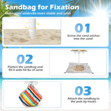 Tangkula 6.5 FT Beach Umbrella with Table, Windproof Ventilated Sunshade Shelter with Tilt Mechanism