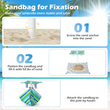 Tangkula 6.5 FT Beach Umbrella with Table, Windproof Ventilated Sunshade Shelter with Tilt Mechanism