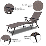 Tangkula Patio Lounge Chair Chaise, Adjustable Backrest, 5 Back & 2 Leg Positions Outdoor Reclining Lounger Chairs