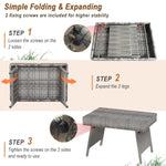Outdoor Folding Rattan Side Table, Grey - Tangkula