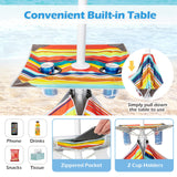 Tangkula 6.5 FT Beach Umbrella with Table, Windproof Ventilated Sunshade Shelter with Tilt Mechanism
