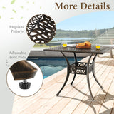 Tangkula 35.4 Inches Outdoor Dining Table, All-Weather Cast Aluminum Table with 2.2" Umbrella Hole