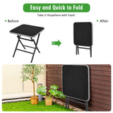 5-Piece Rattan Patio Dining Set, No Assembly Needs, Square Folding Table & 4 Stackable Chairs Set