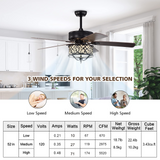 Tangkula 52 Inches Ceiling Fan with Remote Control, Retro Ceiling Fan with Reversible Motor