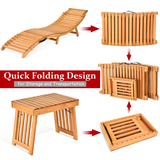 Tangkula 3 Pcs Folding Patio Solid Eucalyptus Wood Lounge Chair Set (Red & White)