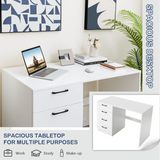 Tangkula White Desk with 4 Storage Drawers