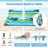 Tangkula 6.5 FT Beach Umbrella with Table, Windproof Ventilated Sunshade Shelter with Tilt Mechanism