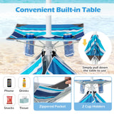 Tangkula 6.5 FT Beach Umbrella with Table, Windproof Ventilated Sunshade Shelter with Tilt Mechanism