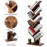 Tangkula 55-Inch Tree Bookshelf, 9-Shelf Free Standing Tree Bookcase(Rustic Brown)
