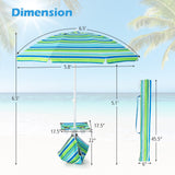 Tangkula 6.5 FT Beach Umbrella with Table, Windproof Ventilated Sunshade Shelter with Tilt Mechanism