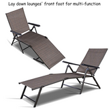 Tangkula Patio Lounge Chair Chaise, Adjustable Backrest, 5 Back & 2 Leg Positions Outdoor Reclining Lounger Chairs
