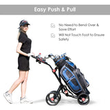 Tangkula Golf Push Pull Cart, 4 Wheels Foldable Collapsible Golf Trolley with Umbrella Holder, Foot Brake, Scorecard & Drink Holder