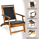 Acacia Wood Folding Chaise Lounge Chair - Tangkula