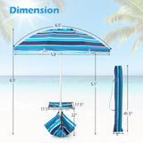 Tangkula 6.5 FT Beach Umbrella with Table, Windproof Ventilated Sunshade Shelter with Tilt Mechanism