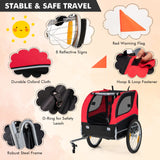 Tangkula Dog Bike Trailer, Breathable Mesh Dog Cart with 3 Entrances, Safety Flag