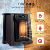 Infrared Quartz Heater, 1500 W Electric Space Heater with 12H Timer, Remote