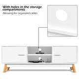 Tangkula Modern White TV Stand, Wooden TV Stand for 60 Inch TV, with 2 Storage Cabinets & 2 Open Shelves