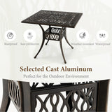 Tangkula 35.4 Inches Outdoor Dining Table, All-Weather Cast Aluminum Table with 2.2" Umbrella Hole