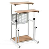 Tangkula Small Standing Desk, Height Adjustable Teacher Podium Stand