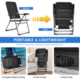 Tangkula Patio Chairs Set of 2/4, Folding Patio Dining Chairs with 7 Adjustable Backrest Positions