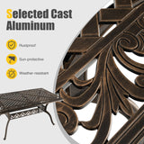 Tangkula 59 Inches Outdoor Dining Table, All-Weather Cast Aluminum Table with Umbrella Hole