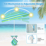 Tangkula 6.5 FT Beach Umbrella with Table, Windproof Ventilated Sunshade Shelter with Tilt Mechanism