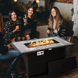 Tangkula 52 Inches Wicker Patio Propane Fire Pit Table, Patiojoy 50,000 BTU