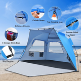 Tangkula 3-4 Person Easy Pop Up Beach Tent, UPF 50+ Portable Sun Shelter