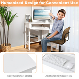 White Corner Desk with Hutch - Tangkula
