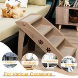 Tangkula Folding Plastic Pet Steps, 4 Steps Dog Stairs for High Beds