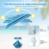 Tangkula 6.5 FT Beach Umbrella with Table, Windproof Ventilated Sunshade Shelter with Tilt Mechanism