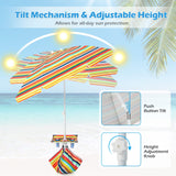 Tangkula 6.5 FT Beach Umbrella with Table, Windproof Ventilated Sunshade Shelter with Tilt Mechanism