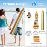 Tangkula 6.5 FT Beach Umbrella with Table, Windproof Ventilated Sunshade Shelter with Tilt Mechanism