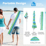 Tangkula 6.5 FT Beach Umbrella with Table, Windproof Ventilated Sunshade Shelter with Tilt Mechanism
