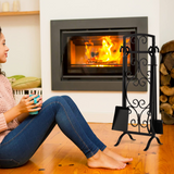 Tangkula 5-Piece Fireplace Tool Set, Heavy Duty Fire Wood Tool Set with Tong, Brush