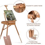 Tangkula Wooden Folding French Easel, Portable Art Easel with Sketch Box, Artist Drawer, Palette & Shoulder Strap