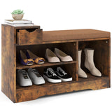 Tangkula Shoe Bench with Cushion & 3 Compartments