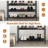 Tangkula 5-Tier Metal Shoe Rack, Freestanding Shoe Storage Organizer,  Rustic Brown