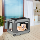 Tangkula Folding Dog Soft Crate, Portable Indoor Outdoor Dog Racing Cage with Removable Pad