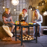 Tangkula 4 in 1 Outdoor Fire Pit, Heavy Duty Metal Square Wood Burning Fire Pit with Spark Screen Cover